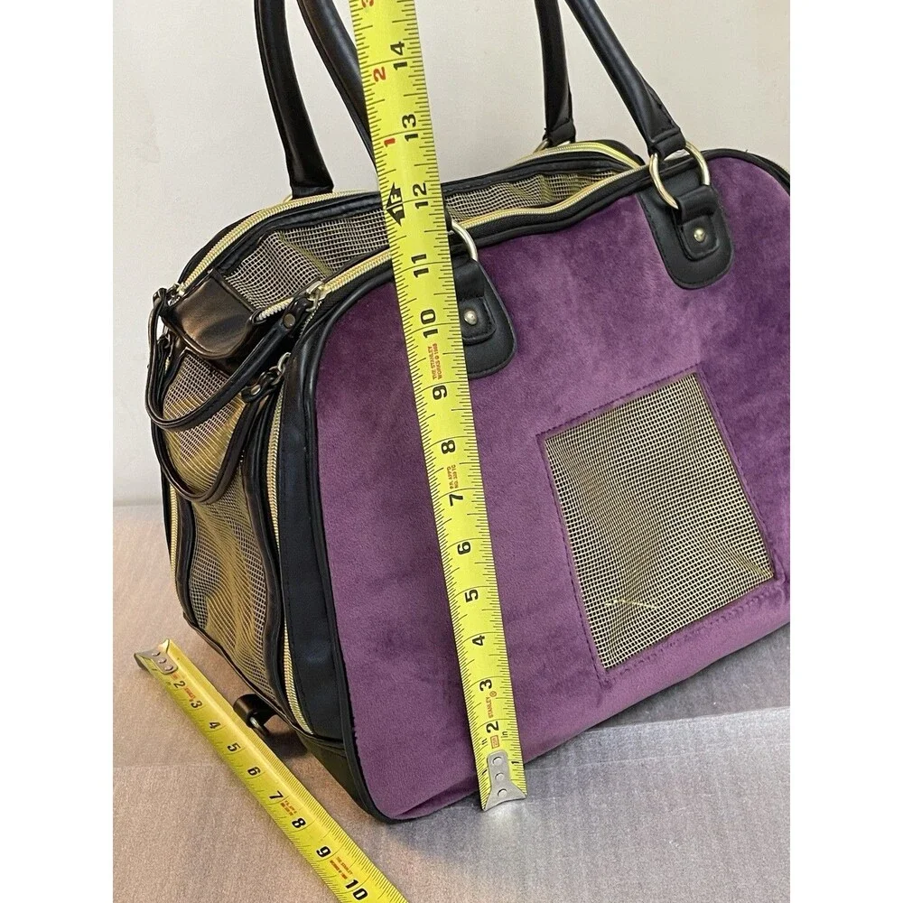 Pet Carrier Juicy Style Royalty Purple Velour Gold Mesh Small Dog Cat Travel Bag